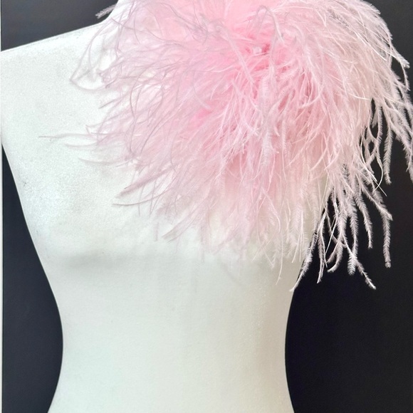 Powder Pink Feather Brooch Corsage Pin, Oversized Ostrich Feather Pin
